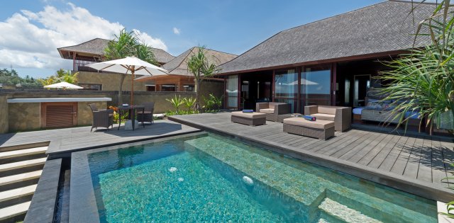 Villa Bayu Gita - Beach Front, View of Villa from the Pool
